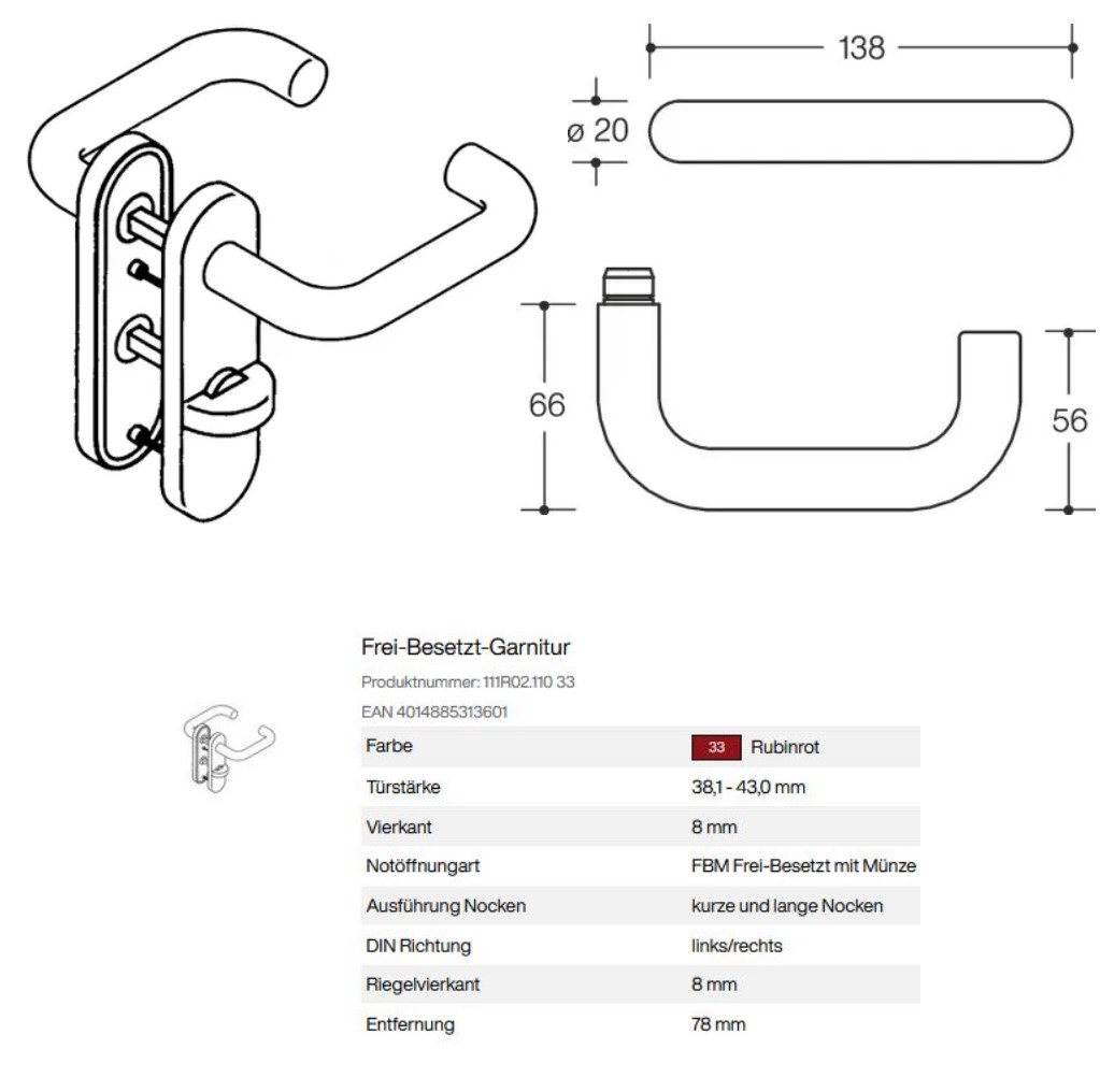 WC Kurzschild Zimmergarnitur Hewi 111R02.110.33